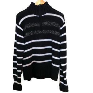 Vintage Quarterzip Striped Turtleneck Sweater Large